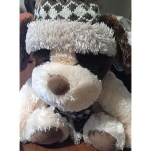 Easter Hug Fun Winter Puppy Dog  Stuffed Animal 11 Inch Sitting Scarf &‎ Hat